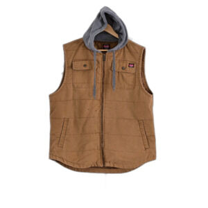 Wrangler Work Hooded Vest Men 2XL 50/52 Brown Zip Pockets